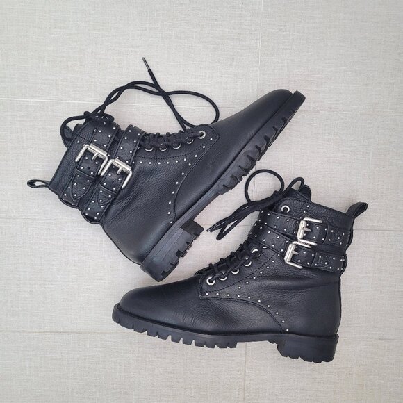 Rebecca Minkoff Jaylin Fur Trim Black Leather | Mercari Rebecca Minkoff Jaiden Studded Leather Combat Boots - 8M
